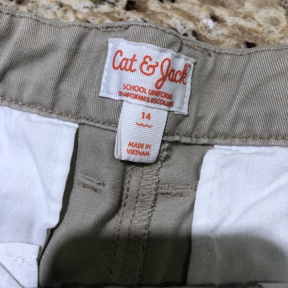 Cat & Jack Khaki Uniform Shorts (2 Pair) 14 - Picture 3 of 5